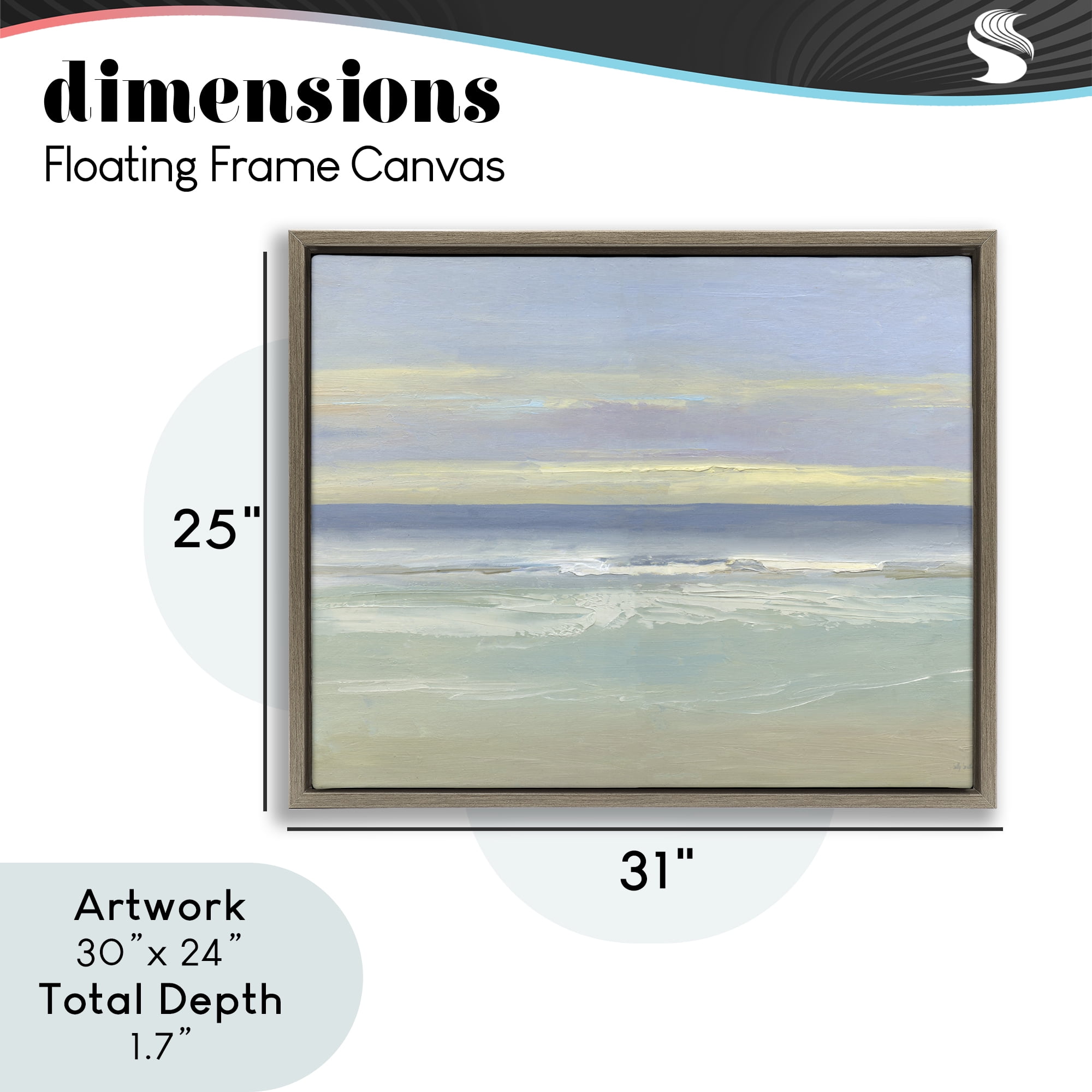 Stupell Industries Tranquil Coastal Morning Waves Brown Framed Floater Canvas Wall Art, design by Sally Swatland