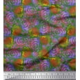 thumbnail image 1 of Soimoi Green Crepe Silk Fabric Shells Ocean Decor Fabric Printed Yard 42 Inch Wide, 1 of 1