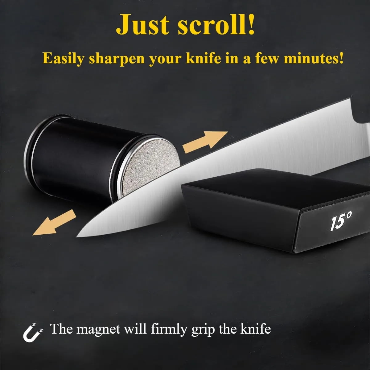 Knife Sharpener Set Rolling Tumbler Sharpening Stone Kit,2-Angle Double Diamond 400 1000 Discs Kitchen Sharpening System for Steel Knives and Scissor