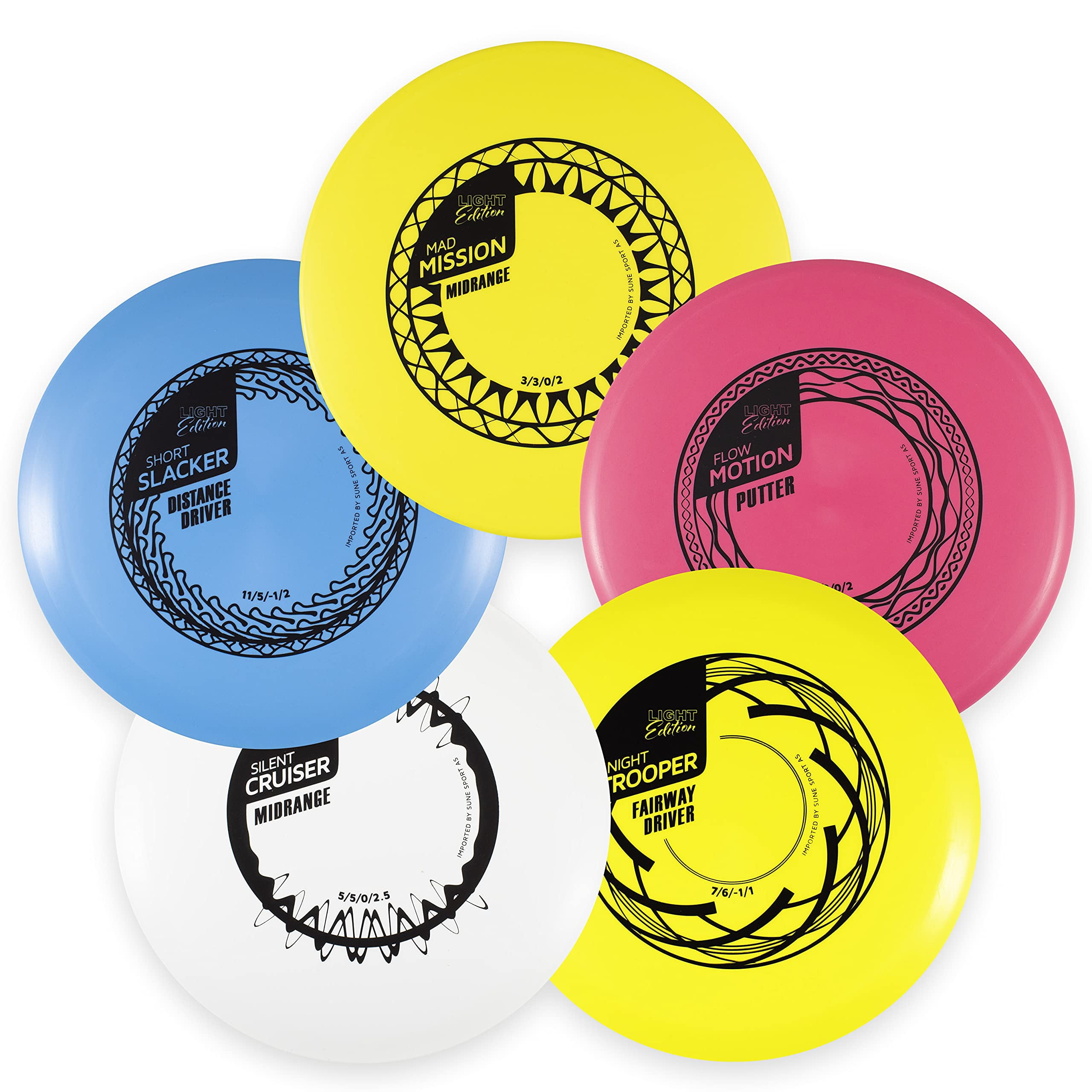 SUNE Sport 5Disc Beginner Set Frisbee Golf Starter Set 5 Beginner
