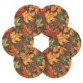 thumbnail image 7 of Yayeee 6 PCS Drink Coasters with Holder Set Woven Absorbent Round Tabletop Hot Pad, Colorful Autumn Leaves, 7 of 7