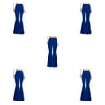 thumbnail image 1 of Wweixi Stretchy Women Bell Bottom Wide Application Lightweight Comfortable Pants navy blue L 5Set, 1 of 6