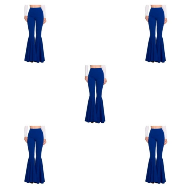 Wweixi Stretchy Women Bell Bottom Wide Application Lightweight Comfortable Pants navy blue L 5Set