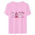 thumbnail image 4 of mihongmao Valentine Tops for Women Short Sleeve Women Casual Round Neck Short-sleeved Christmas Tree Printed T-shirt Pink XL, 4 of 6
