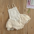 thumbnail image 4 of Newborn Infant Baby Girls Romper Outfit Lace Bodysuit Ruffle Sleeve Backless Jumpsuit Clothes, 4 of 7