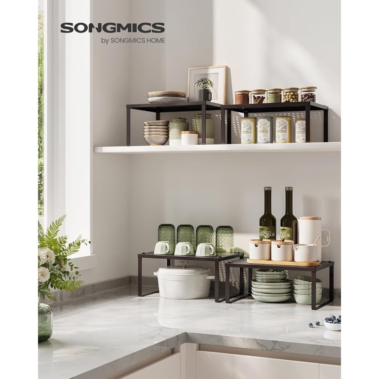 SONGMICS 2-Pack Metal Shelf Organizers, Brown, Stackable photo 5