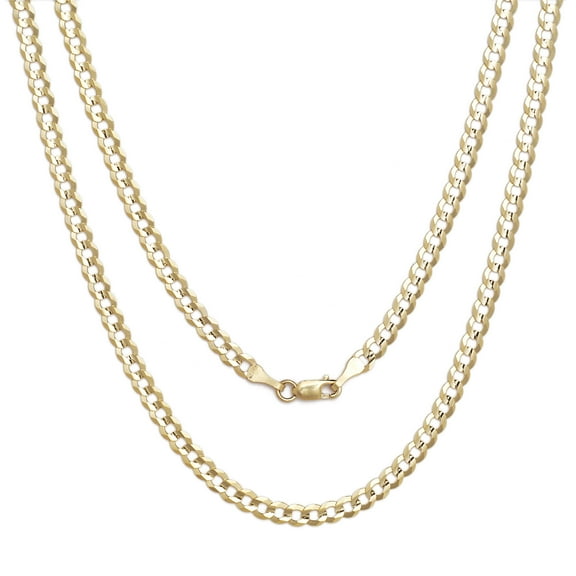 Floreo 30 Inch 10k Yellow Gold Curb Cuban Chain Necklace for Men and Women, 0.16 Inch (4mm)