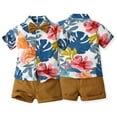 thumbnail image 2 of FLMEI Toddler Newborn Boys Summer Shorts Set Floral Outfits Button Down Shirt Top Shorts Hawaiian Clothes Gentleman Outfits 2 PCS, 2 of 8