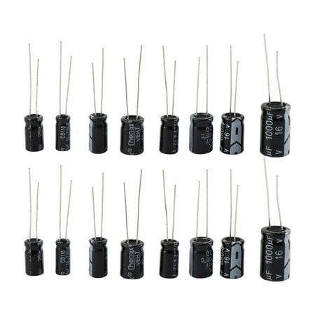 

500pcs 24Value 10V 16V 25V 50V 0.1uF-1000uF Electrolytic Capacitor Assorted Assortment Kit Set Black with Clear Plastic Box