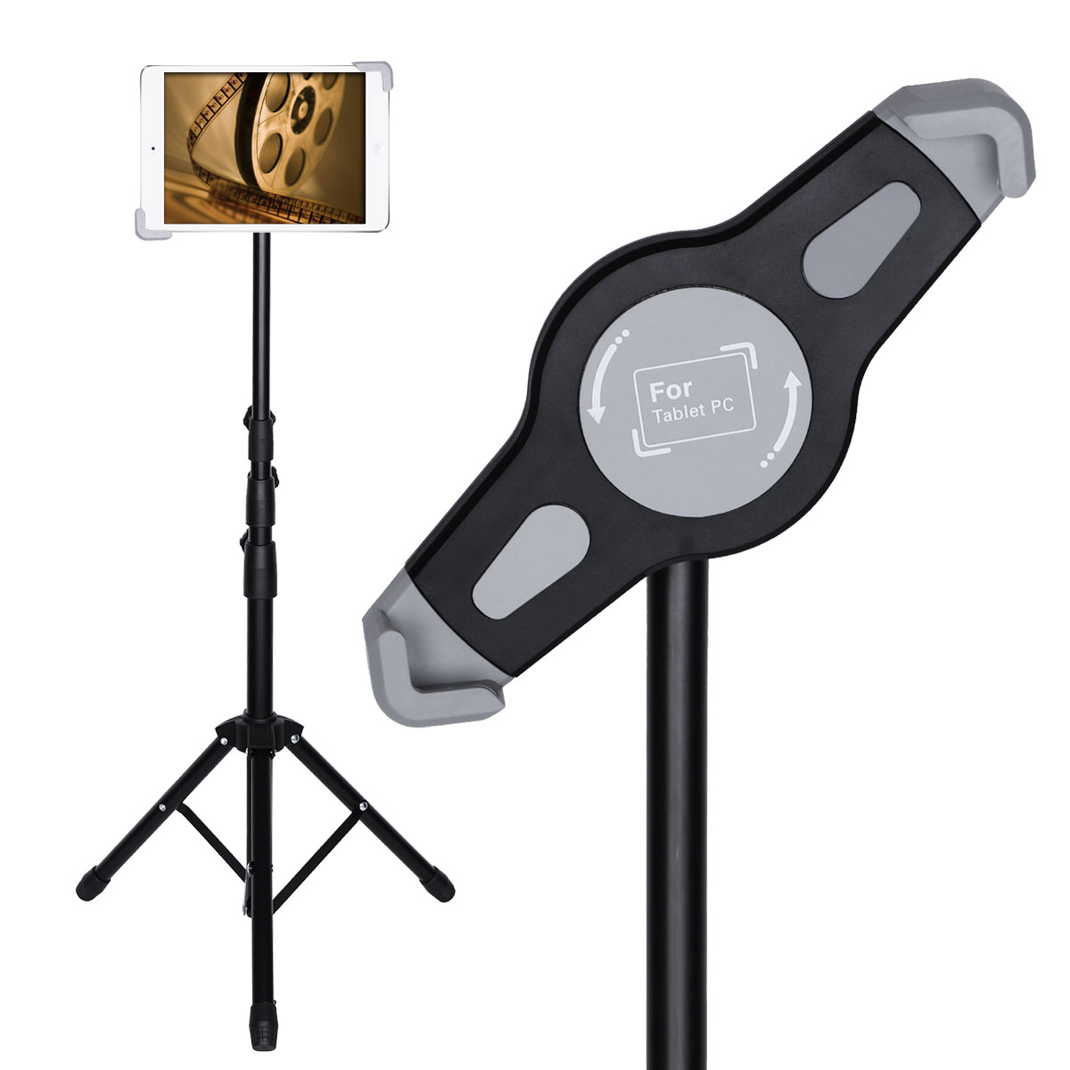 Shuliwen Universal Retractable Adjustable Rotating Tablet Stand Mount Holder Tripod for Air / Pro and more 7 to 12 Inch Tablets