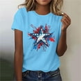thumbnail image 2 of Short Sleeve Summer T-Shirts for Women Stars Hearts Printed Tops July 4th Outfits Casual Crew Neck Base Tees (3XL, Sky Blue), 2 of 7