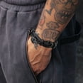thumbnail image 4 of Raymard Mens Skull Double Row Leather Bracelet,Skull Black Braided Bracelet for Men, Mens Punk Jewelry, 4 of 5