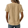 thumbnail image 3 of Womens Tops â Short Sleeve Daily Wear Casual Womens T Shirts Button Neck Soft Cotton Blend Loose Fit Basic Top Trendy Summer Tops for Women(Brown Size S) 2026 Sales Under $7, 3 of 6