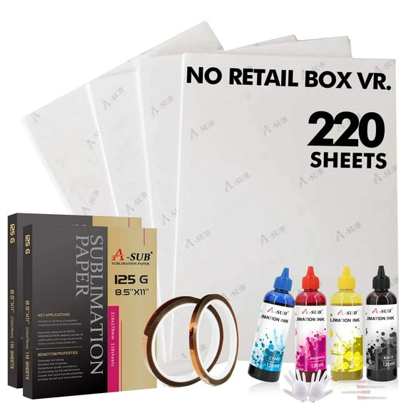 A-SUB Sublimation Paper and Ink Bundle, Sublimation Starter Kit