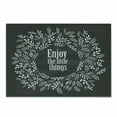 thumbnail image 1 of Enjoy the Little Things Cutting Board, Blooming Wreath with Calligraphy on Greyscale Backdrop, Decorative Tempered Glass Cutting and Serving Board, Small Size, Charcoal Grey and White, by Ambesonne, 1 of 1