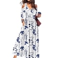 thumbnail image 1 of FASHIONWT Women Half Sleeve V-Neck Shirring Swing Floral Beach Dress, 1 of 4