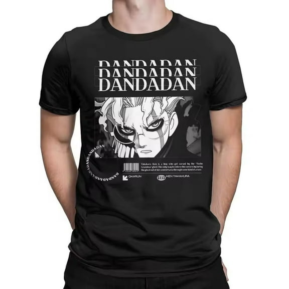 Anime Dandadan Shirt Okarun Graphics Men Cotton Short Sleeve Unisex S-3XL Black Vintage T-shirts