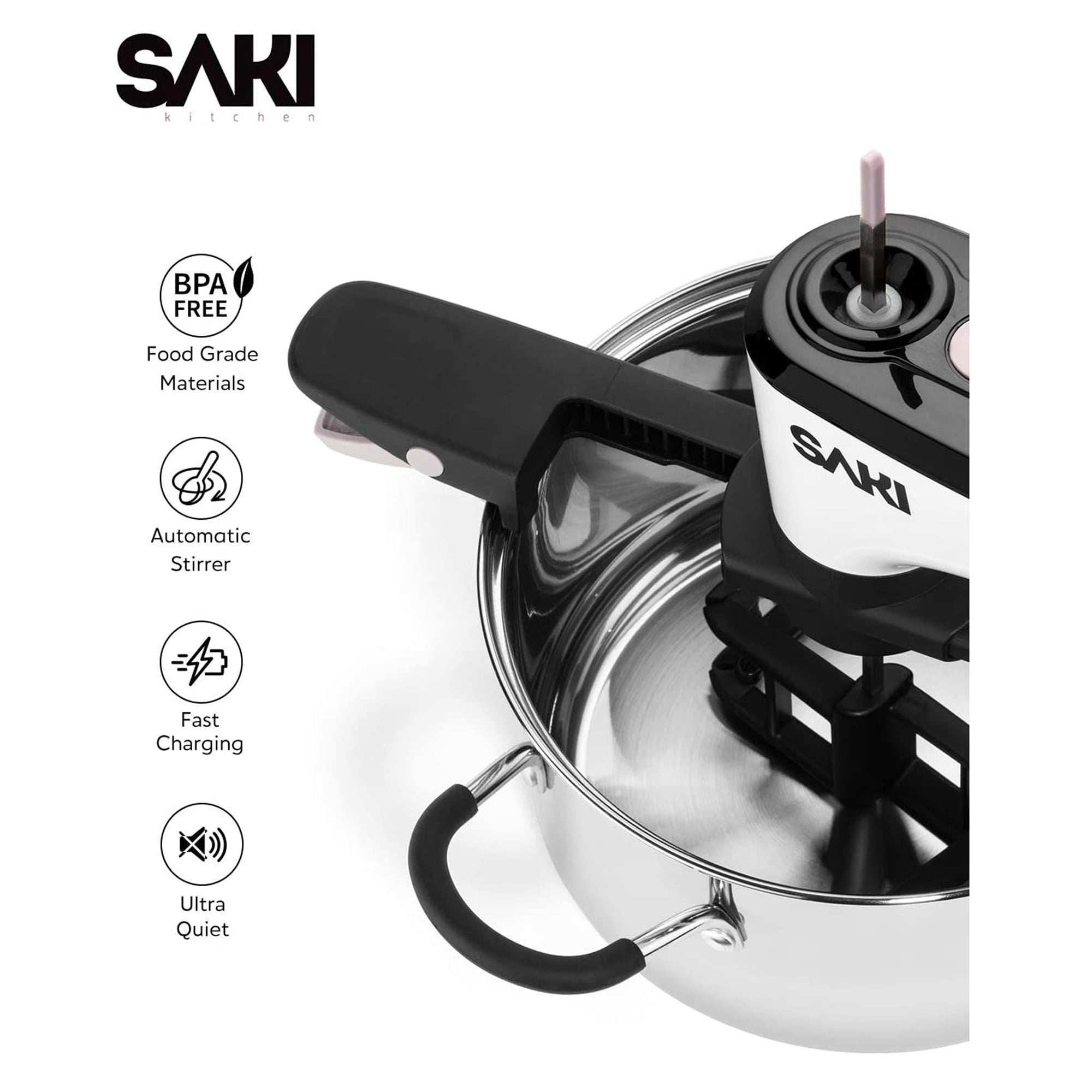 Saki Adjustable Speed Automatic Electric Hands Free Cooking Pot