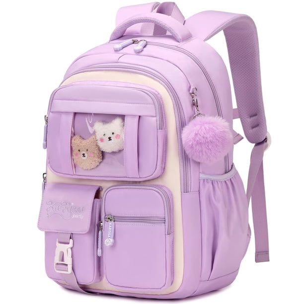 Mochila PIG PIG GIRL Kids para niñas con libros escolares, color morado