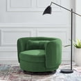 thumbnail image 2 of Armchair Swivel Accent Chair, Black Green, Velvet, Modern Contemporary, Living Lounge Cafe Room Hotel Lobby Hospitality, 2 of 7