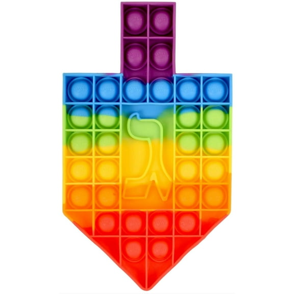 Rainbow Dreidel Pop Fidget Toy, Hanukkah Stress Relief Sensory Push Pop Bubble Game, Multi-Color Silicone, Holiday Party Favor