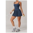 thumbnail image 4 of PISONIC Robe de Tennis et de Golf pour Femmes avec Soutien-Gorge Intégré, Short, Dos Nu, Encolure Carrée, Ourlet Plissé, Robes Athlétiques avec Poches, 4 of 6
