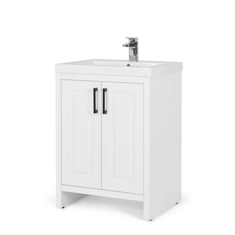 bathroom vanities > New Arrivals > 24 in. Single Sink  Foldable Vanity Cabinet in White with White Ceramic Top