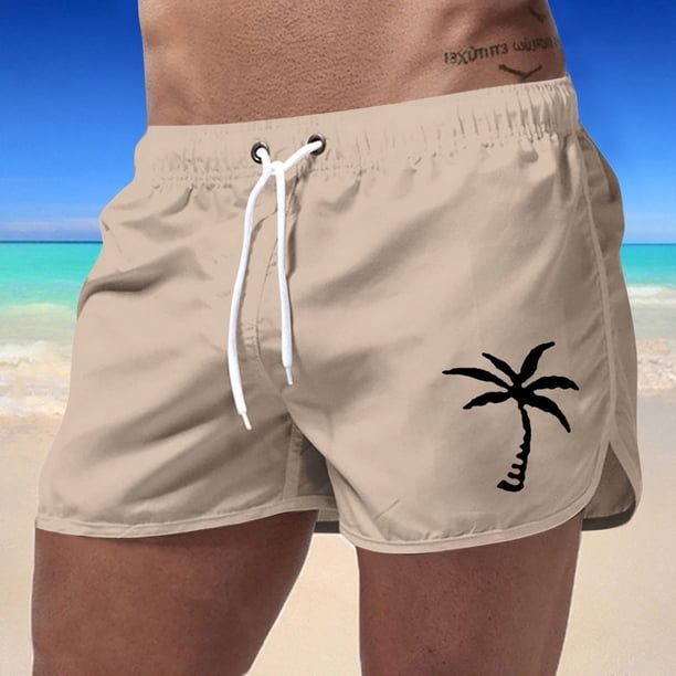 WILLBEST Pantalones Cortos Deportivos de Verano para Hombre, de Talla Grande, A La Moda, Informales, para Viajes, con Estampado de Cocoteros, para Playa