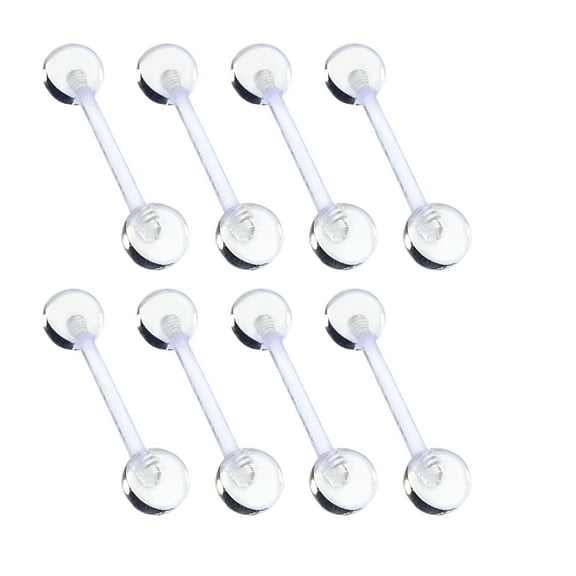 DESIGNICE 2026 New 12Pcs Clear Tongue Rings Retainer Bar Barbell Acrylic Uv Piercing Body Jewelry for Body Piercings,Jewelry Replacement,Daily Wear,Sports,Sensitive Skin Use.