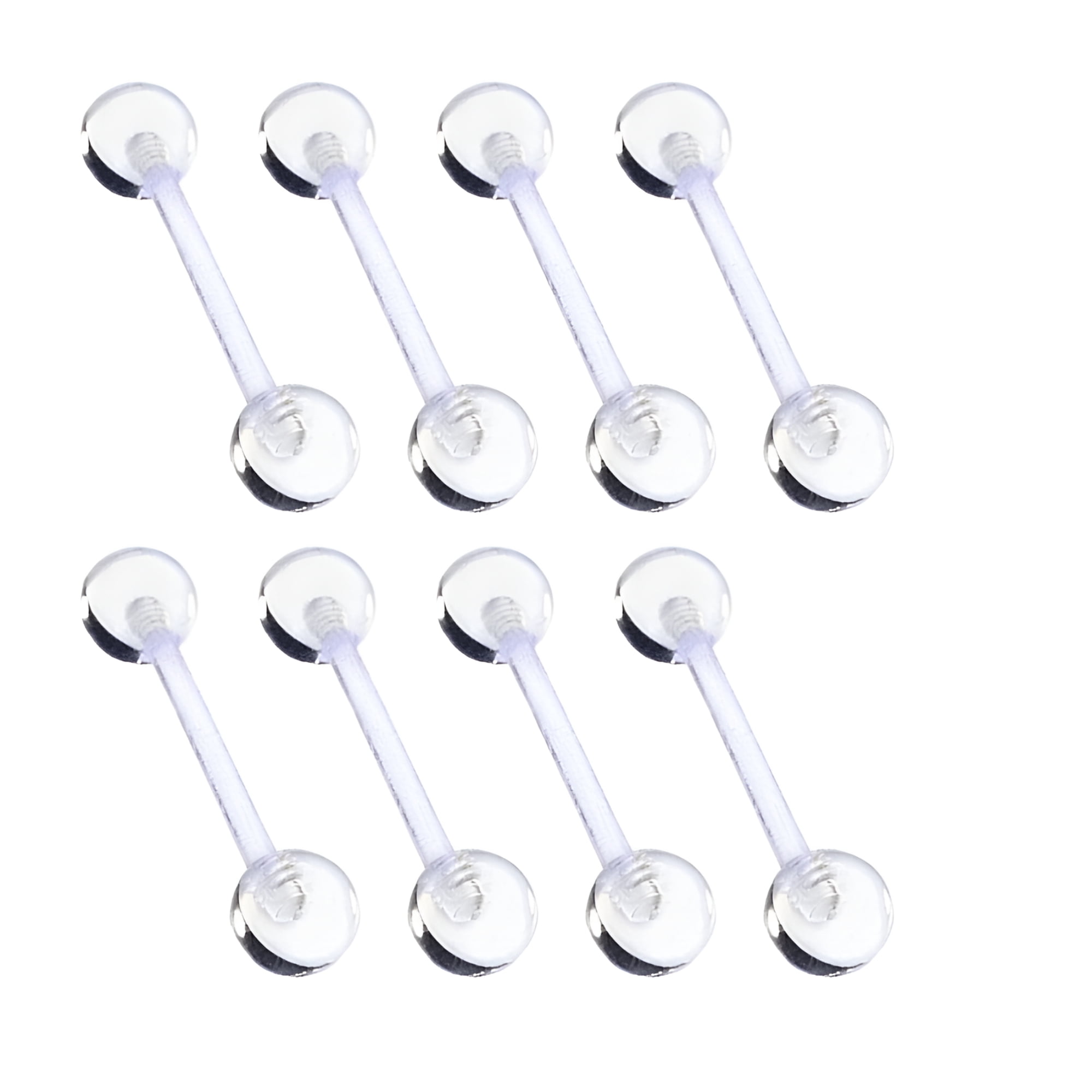 DESIGNICE 2026 New 12Pcs Clear Tongue Rings Retainer Bar Barbell Acrylic Uv Piercing Body Jewelry for Body Piercings,Jewelry Replacement,Daily Wear,Sports,Sensitive Skin Use.