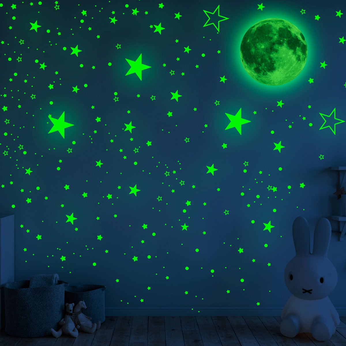 Alongen 1049Pcs Glow in The Dark Stars Wall Stickers for Ceiling or Walls Glowing Stars and Moon