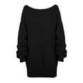 thumbnail image 4 of Robe Mini pour Femmes Pull Tricoté à une Épaule Pull-Over Surdimensionné Manches Longues Lanterne Robe Courte (L Blanc), 4 of 5