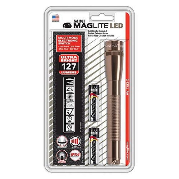 Mag-Lite SP22JYH Bronze Battery Powered 11-Hour SOS Strobe LED Mini Flashlight