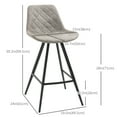thumbnail image 3 of HOMCOM Bar Height Bar Stools Set of 2, Microfiber Cloth Bar Chairs, 3 of 10