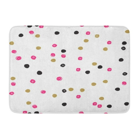 Black White Flyer Design - GODPOK Geometric Ink Brush Polka Dot Pattern Black Gold Pink and White Grunge Tags Flyers and Designs Abstract Rug Doormat Bath Mat 23.6x15.7 inch