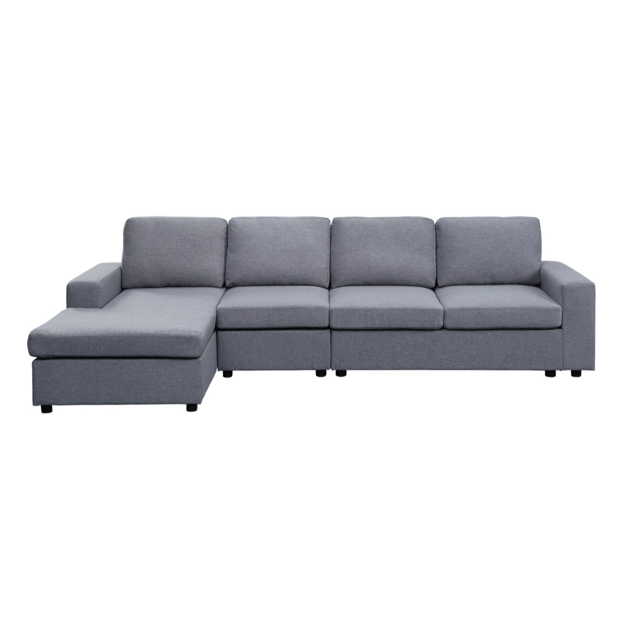 Lilola home dunlin light gray 2024 linen reversible modular sectional sofa chaise