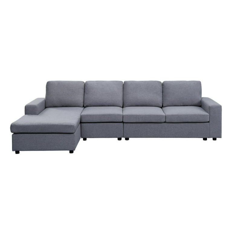 Lilola home dunlin light gray linen reversible modular sectional sofa chaise discount