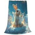 thumbnail image 2 of Fotbe Cute Angel Winged Rabbit Manta de Franela Acolchonada con Estampado, Súper Suave y Esponjosa, Extra Grande para Sofá, Cama, Uso Todo el Año-40"x30", 2 of 7