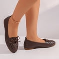 thumbnail image 5 of Gpaecead Women's Lace Up Ballet Flats Round Toe Slip On Cushioned Comfortable Faux Leather Flat Shoes For Work, Office And Casual Brown, 5 of 8