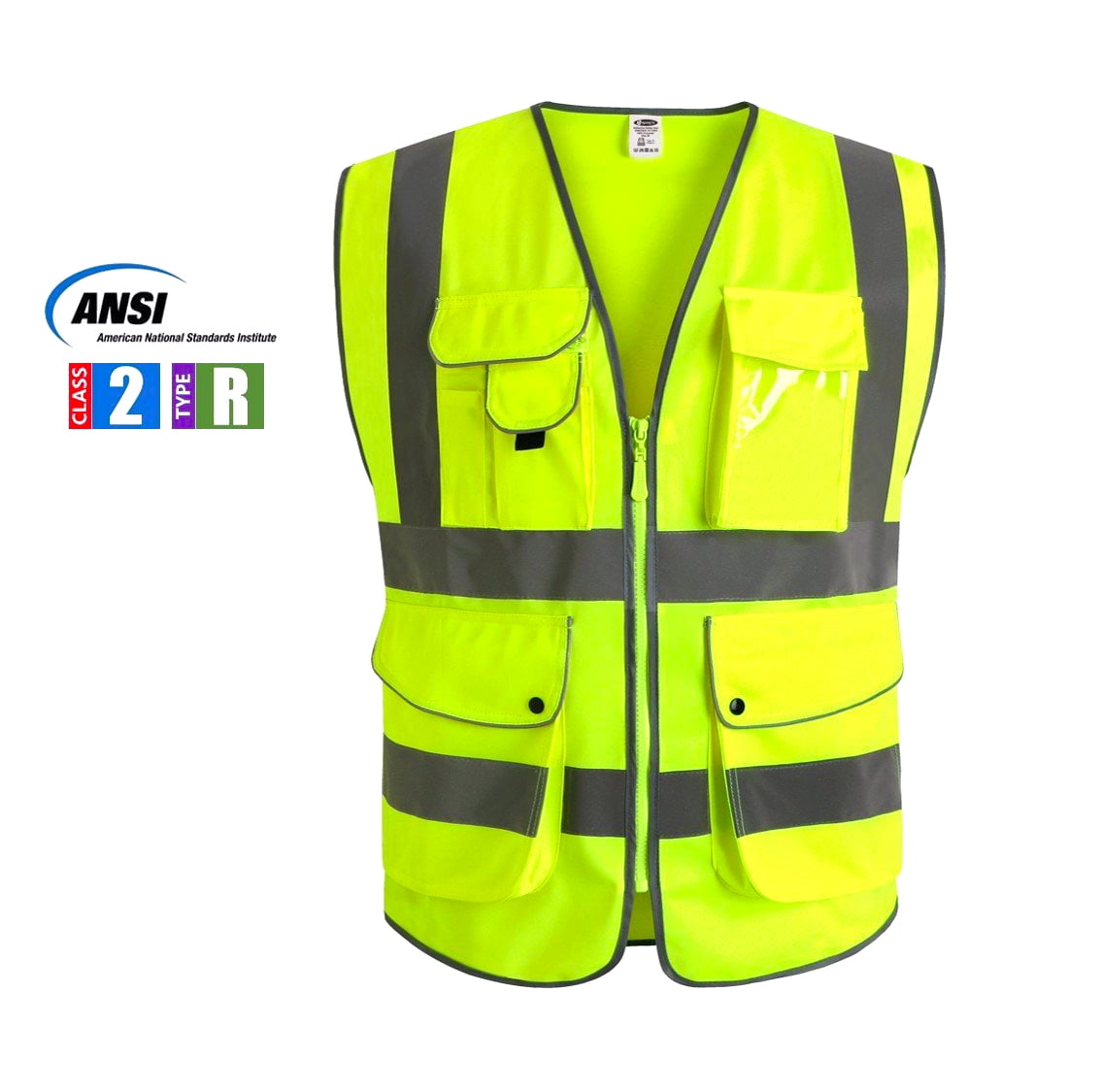 AdirPro Safety Vest ANSI High Visibility Reflective Vest with Zipper and  通販