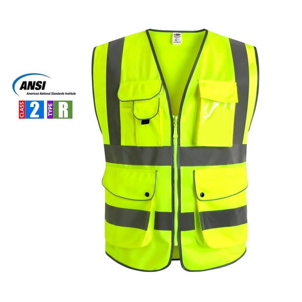 G & F Multiple Pockets Class 2 High Visibility Zipper Front Safety Vest, x-Large - Walmart.com G & F Multiple Pockets Class 2 High Visibility Zipper Front Safety Vest, x-Large - Walmart.com