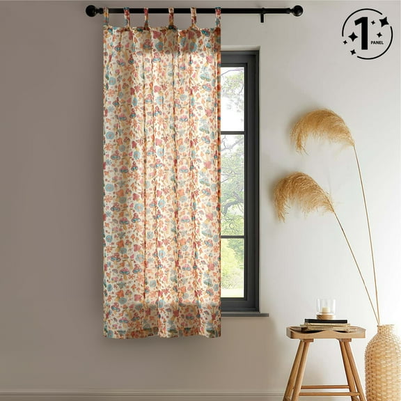 Urban Shop 38" x 63" Sheer Single Curtain Panel, Mushroom Print