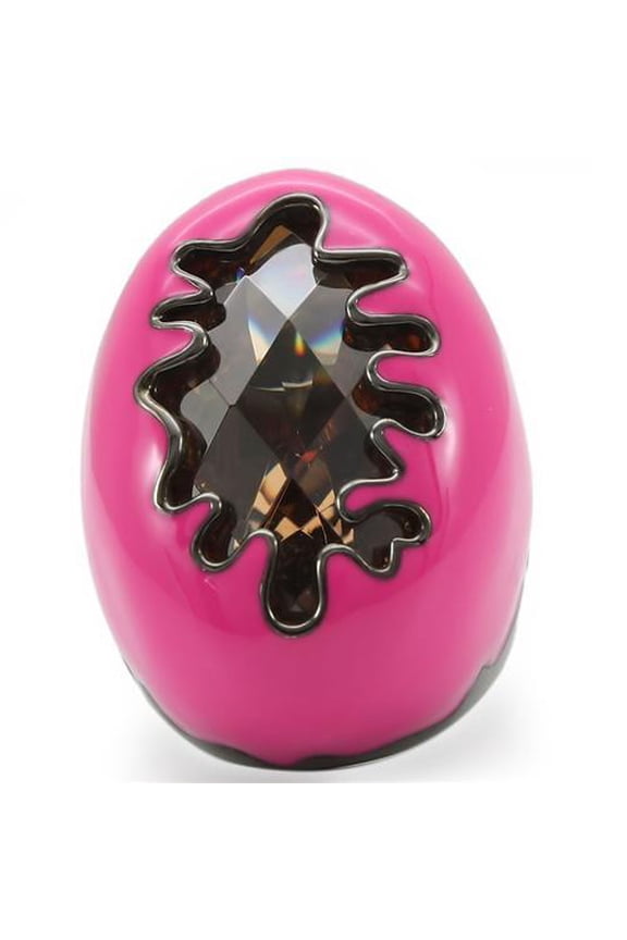 0W309 - Ruthenium Brass Ring with AAA Grade CZ in Champagne