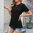 thumbnail image 6 of Womens Tops Women 2025 Spring Short Sleeve Shirts Blouses Casual Business Pleated Work Tshirts Shirts for Women, 6 of 6