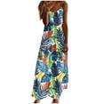 thumbnail image 2 of Ovzne Robes pour Femmes Robe de Plage Robes d'Été pour Femmes Imprimé Sans Manches Col Rond Robe Décontractée Longues Robes de Printemps Imprimée Liquidation, 2 of 5