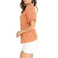 thumbnail image 4 of INSPIRE CHIC Women's Button Shirt V Neck Full Placket Short Sleeve Floral Top Orange XL, 4 of 6