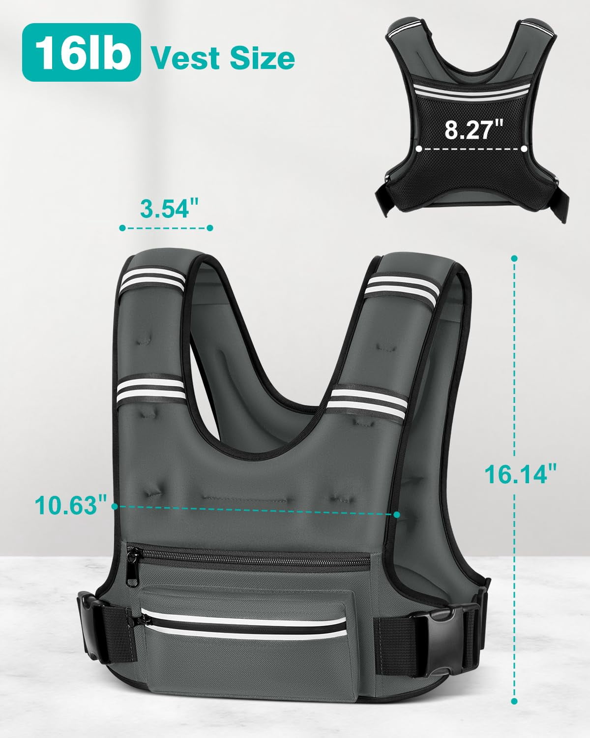 Weighted Vest Grey 16 lb Workout Running Walking