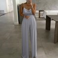 thumbnail image 3 of Aayomet Women Rompers Pearl Top Soild Sling Leg Pants Wide Jumpsuit Women's Jumpsuit,Gray M, 3 of 4