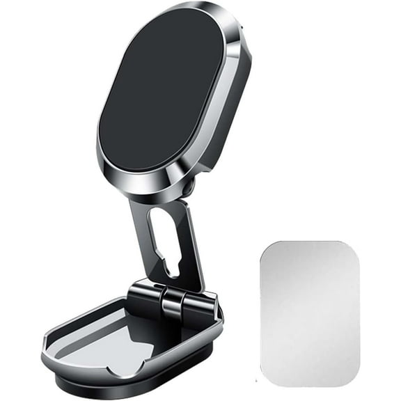 Excel Gadgets Phone Holder, 2023 New Car Gadgets Excel Gadgets Folding Magnetic Bracket Car Phone Holder (Silvery)