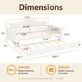 thumbnail image 6 of edx Twin Daybed with Trundle, Solid Wood Day Bed with Slats Support, Integrated Headboard & Armrests, Modern Trundle Bed for Living Room, Bedroom, Guest Room, No Box Spring Needed, White, 6 of 9